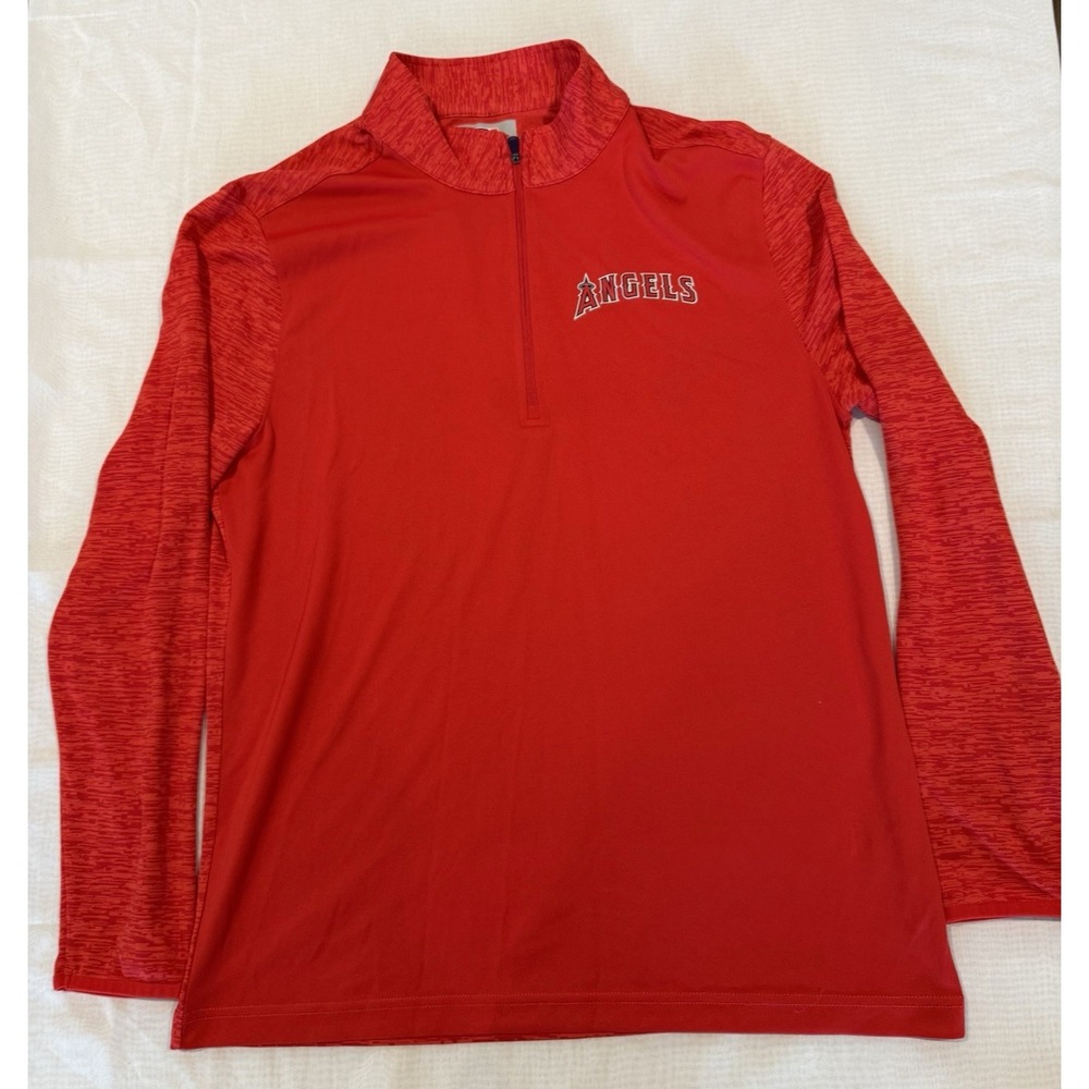 Los Angeles Angels Baseball 1/4 Zip Pullover Long Sleeve Shirt  L Red New MLB
